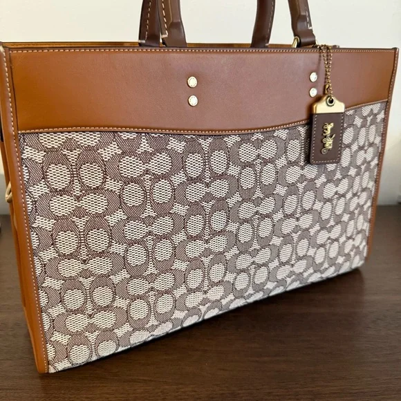 Coach Brown and Tan Briefcase with Monogram Elegance - Picture 2 of 7